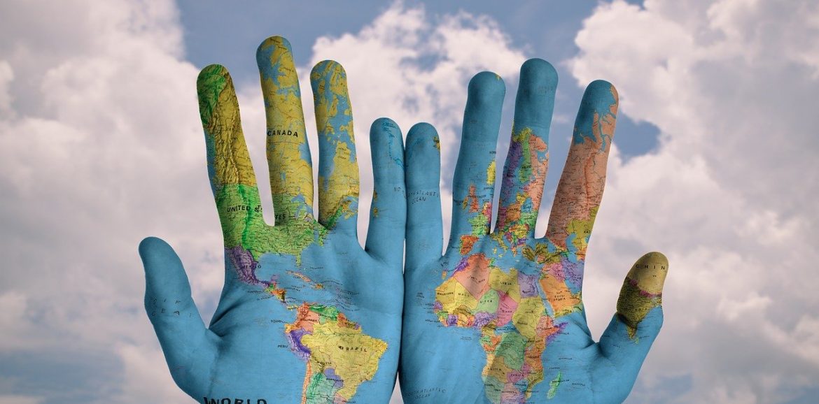 hands, world, map