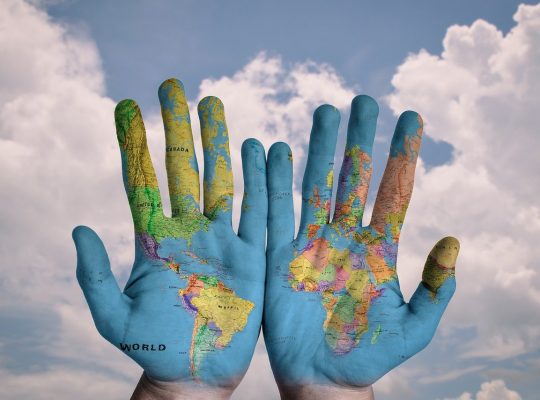 hands, world, map