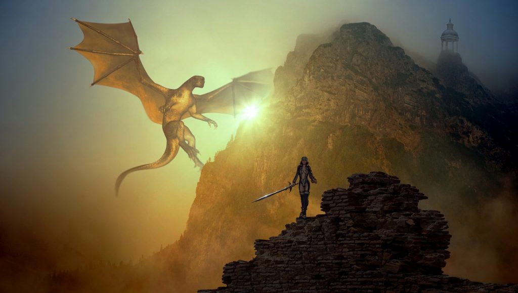 fantasy, dragon, mountain